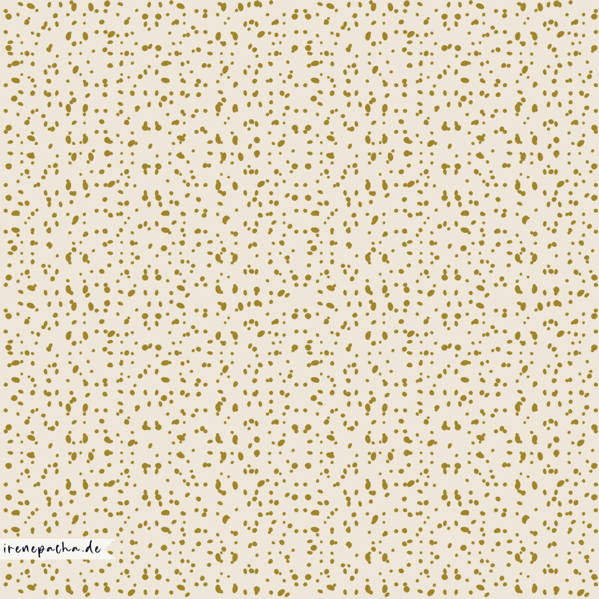 Playful pattern of small golden speckles and dots scattered on a soft cream background.